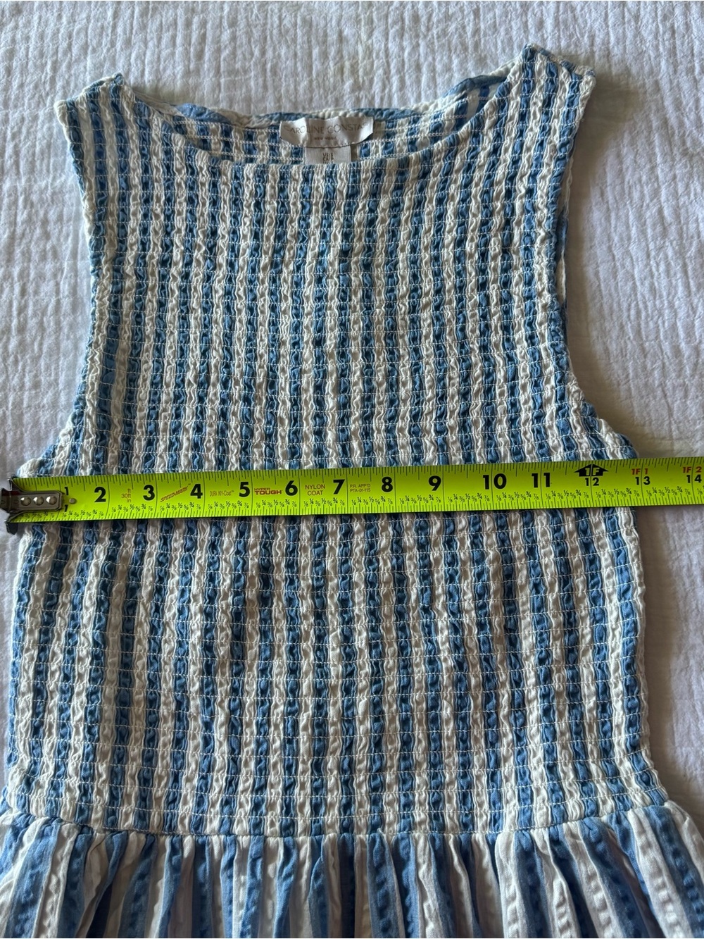 Caroline Constas Blue White Smocked Maxi Dress Coastal Old Money Preppy Modest - Picture 6 of 7